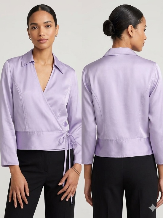 LOFT Tops - LOFT Lavender Satin Wrap Blouse